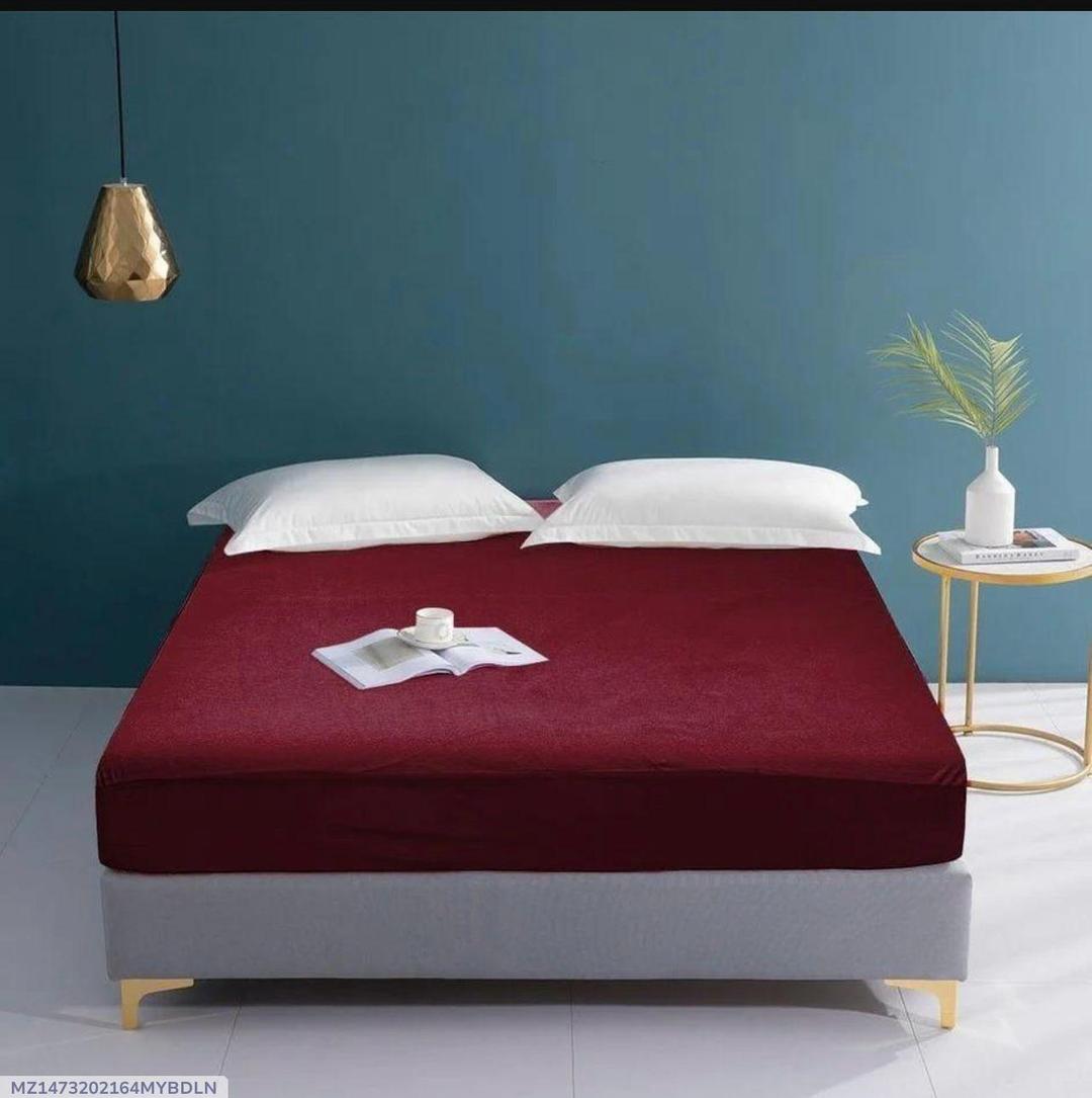 Red Terry Cotton Double Bed Mattress Cover