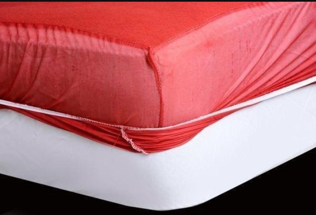 Red Terry Cotton Double Bed Mattress Cover