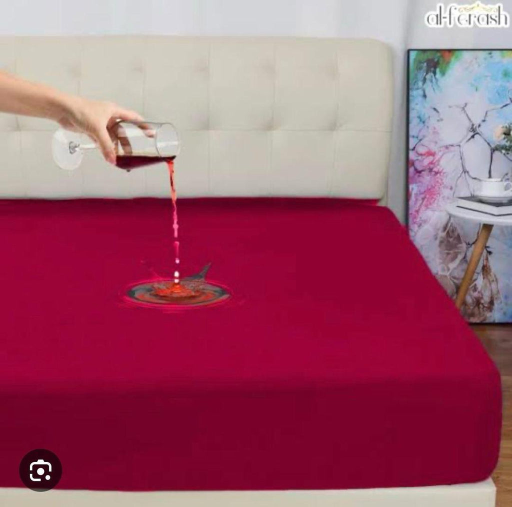 Red Terry Cotton Double Bed Mattress Cover