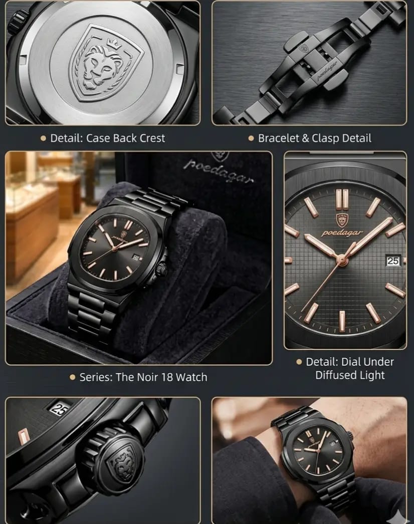 POEDAGAR Luxury Men's Quartz Wristwatch,