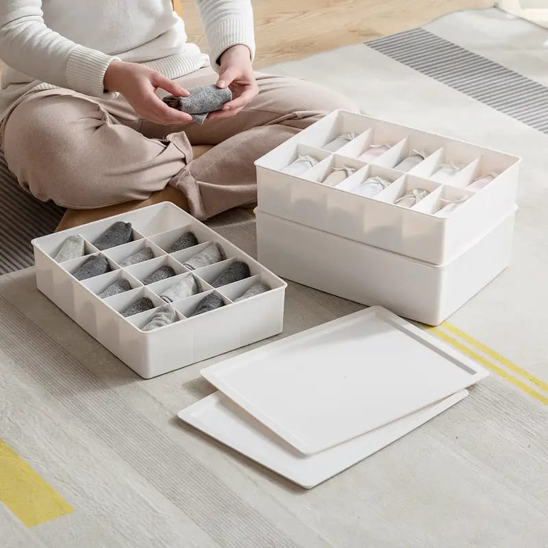 Three-in-One Underwear Storage Box for Home Organization