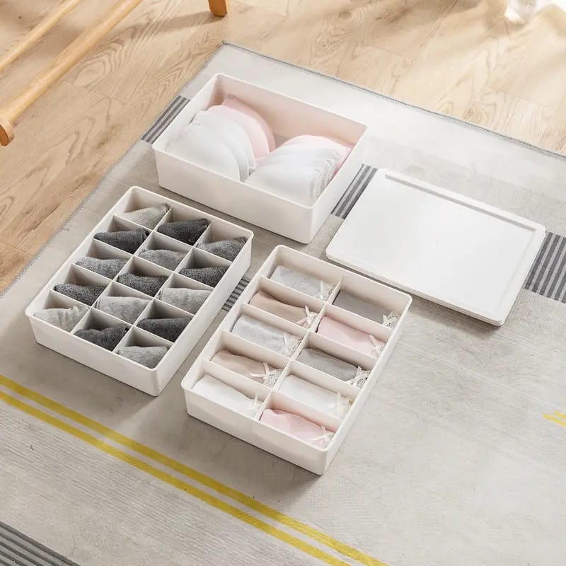 Three-in-One Underwear Storage Box for Home Organization