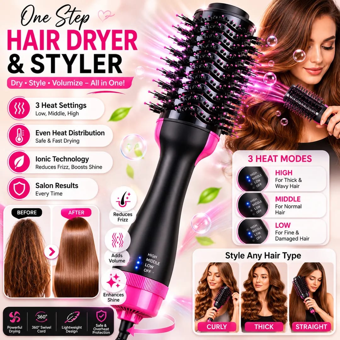 Professional Ionic Hair Dryer & Styler Brush
