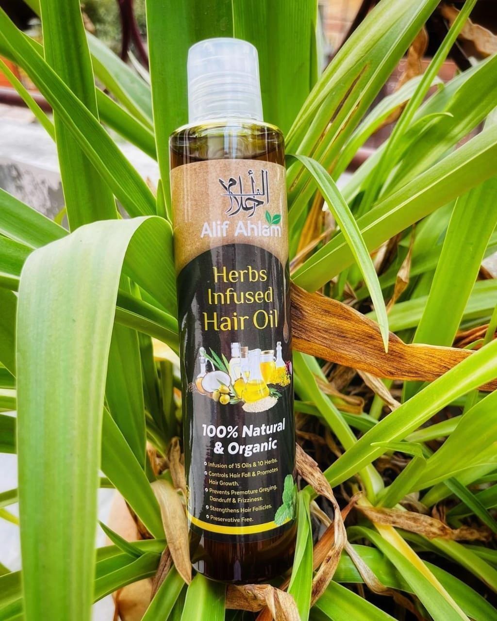 Herbs Infused Hair Oil 100% Natural Organic for Hair Growth & Shine