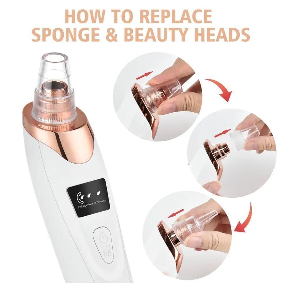 Derma Suction Facial Cleanser Blackhead Remover ABS White Gold